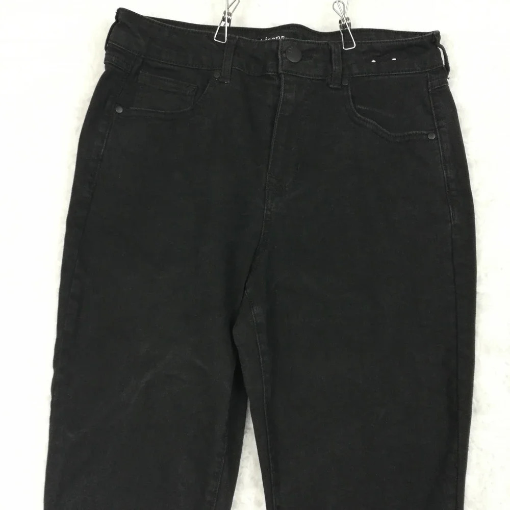 D. Jeans Womens Cropped Black Denim Split Hem High Rise Stretch 10